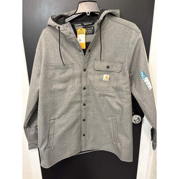 Carhartt Men Rain Defender Relaxed Fit Heavyweight Hooded Shirt Jacket Size XL